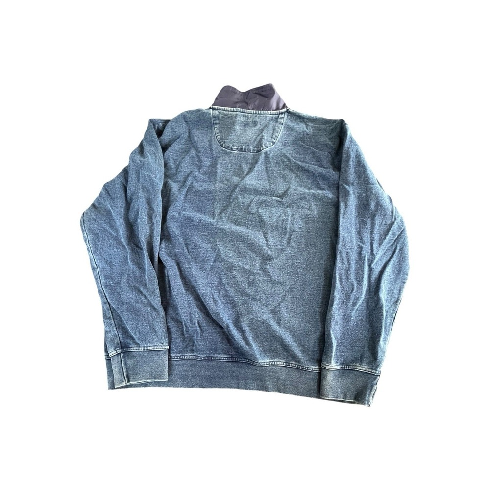 Orvis Men's XL Blue Mock Neck quarter Zip Sweatshirt with Elbow Patches Logo - Picture 2 of 5